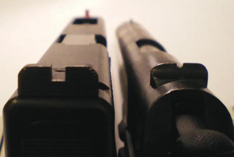 Glock-35-and-SMP-1911,-showing-difference-in-rear-sights
