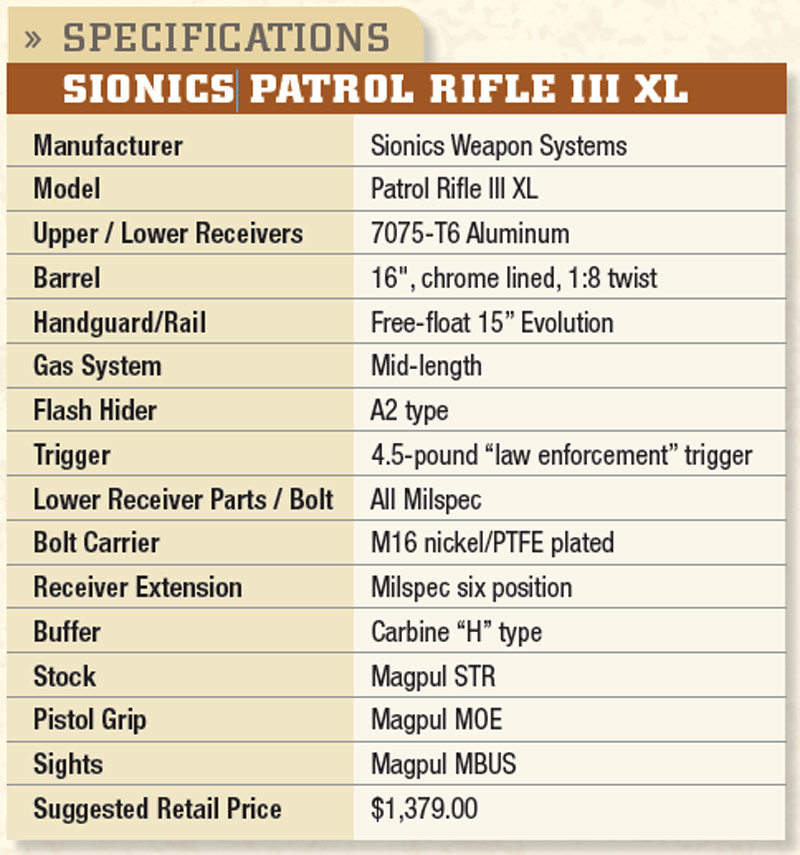 SPECIFICATIONS-SIONICS-PATROL-RIFLE-III-XL