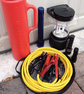 A-simple-but-effective-vehicle-emergency-kit-should-contain-jumper-cables,-flares,-and-lots-of-lighting-options
