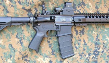 Barnes-.300-BO-with-11.5-inch-barrel-has-Magpul-stock,-pistol-grip,-and-folding-sights