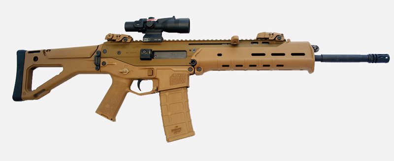 Bushmaster-ACR-Basic-comes-standard-with-polymer-handguard,-fixed-stock,-and-Magpul-Backup-Iron-Sights