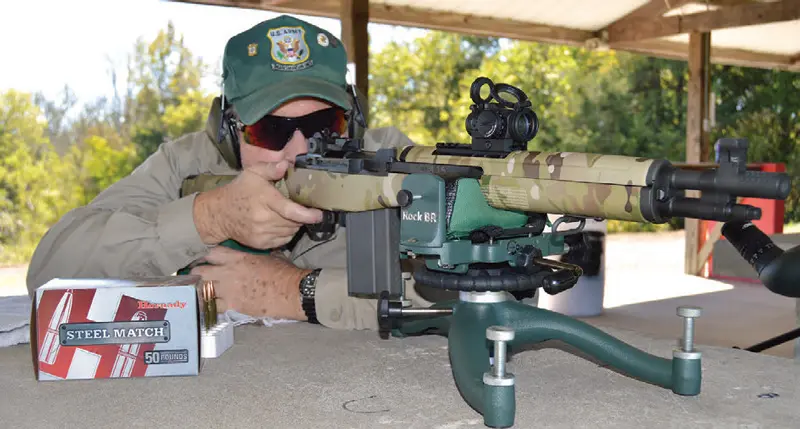 Firing-off-the-bench-with-Aimpoint-Micro-T-2-and-Hornady-Steel-Match-ammo