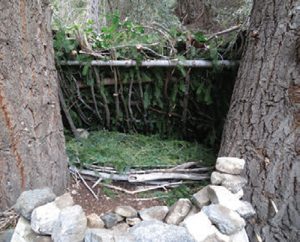 In-survival-class,-students-were-taught-how-to-make-a-lean-to-shelter-out-of-natural-materials