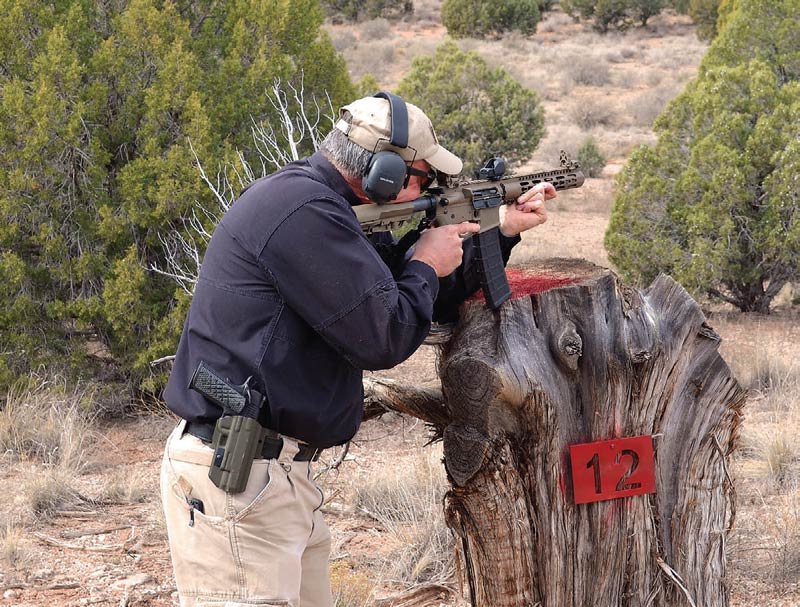 Mike-Detty-engages-300-yard-target-on-Military-Crest-with-his-AR-SBR