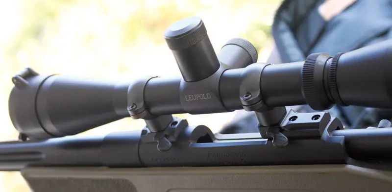 Quick-detach-Leupold-bases-and-rings-mount-a-Vari-X-II-3-9X-Leupold-with-Mil-Dot-etched-reticle