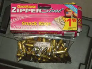Rather-than-bulk-packing-reloads,-author-uses-snack-size-zippered-plastic-bags-that-hold-50-rounds-of-pistol-ammo