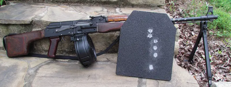 Standard-Combloc-7.62x39mm-ball-ammo-fired-from-a-Romanian-RPK-squad-automatic-weapon-was-easily-defeated-by-AR500-Armor-plate