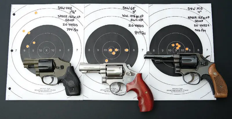 Targets-show-best-five-shot-groups-fired-with-typical-carry-ammo-with-each-gun-from-20-yards