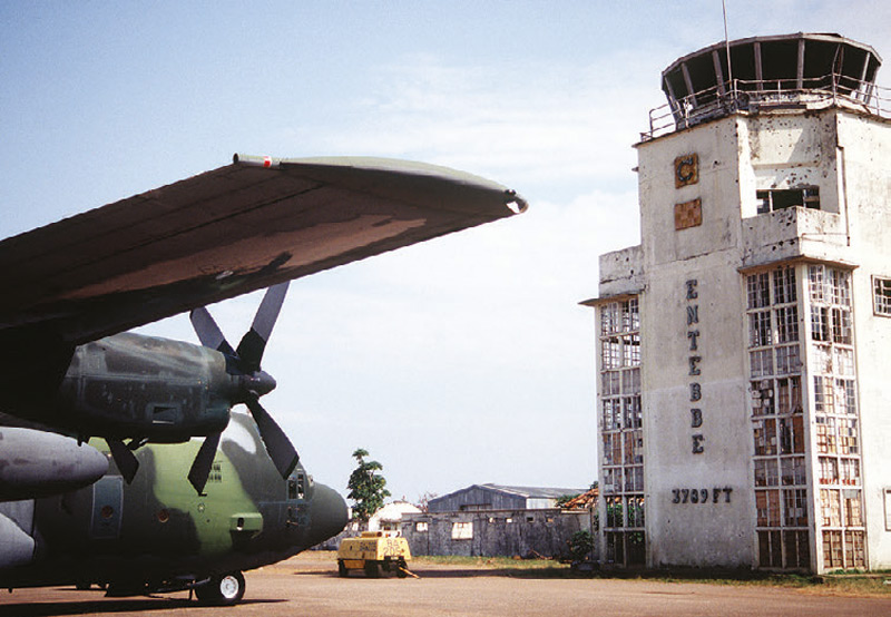 C-130-Hercules-in-front-of-old-Entebbe-Airport--terminal-in-1994