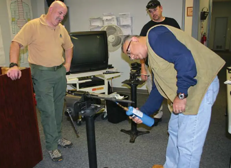 Removing-troublesome-gas-block-with-aid-of-acetylene-torch