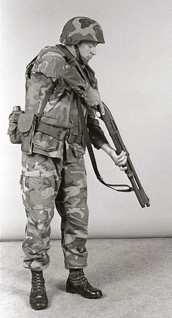 U.S.-Marine-in-ready-position-with-870,-Mark-1